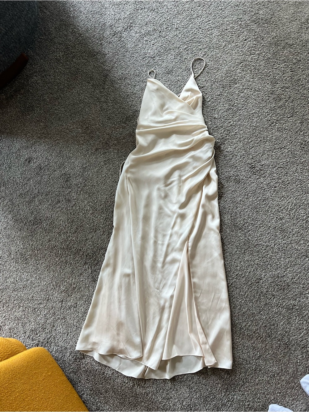Silky Ivory Slip Dress with Spaghetti Straps